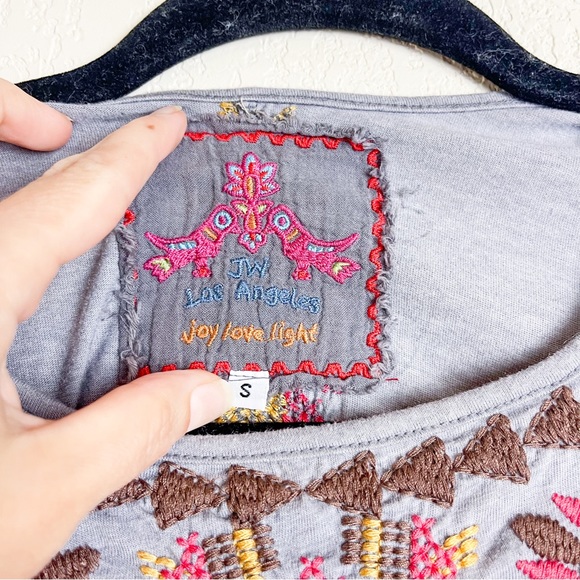 Johnny Was Embroidered Long Sleeve Shirt Grey Size Small - Picture 2 of 5